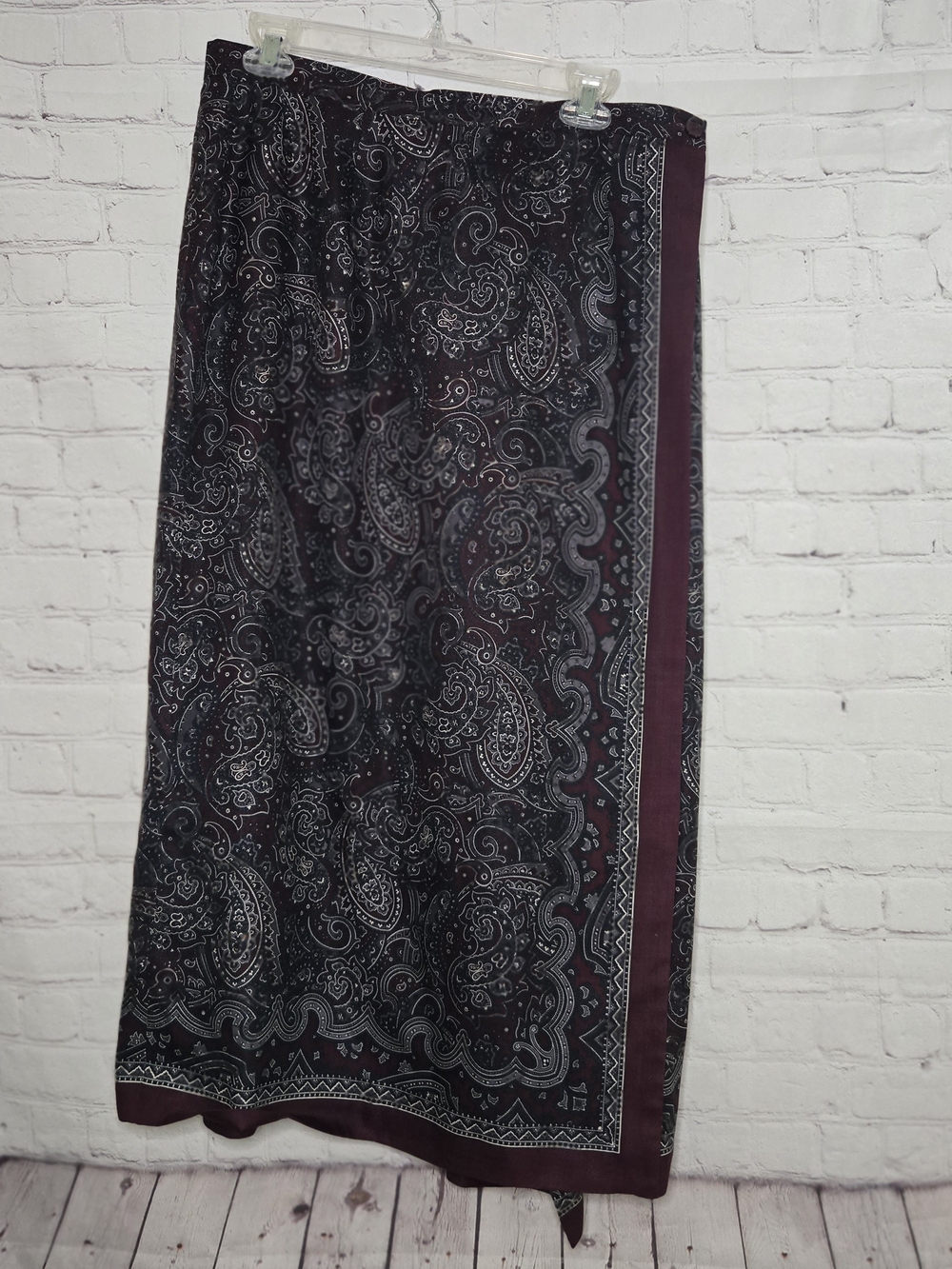 VTG Talbots 100% Silk Paisley Wrap Maxi Skirt Sz‎ 14 Preppy Academia Whimsygoth